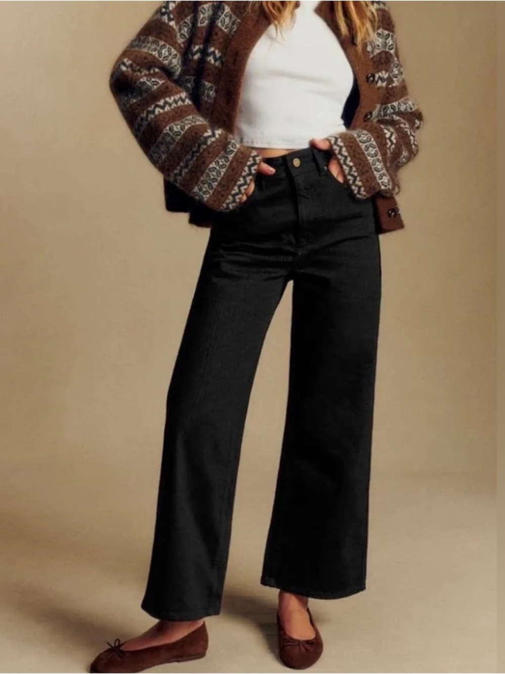 Sezane wide leg Black Denim Jeans